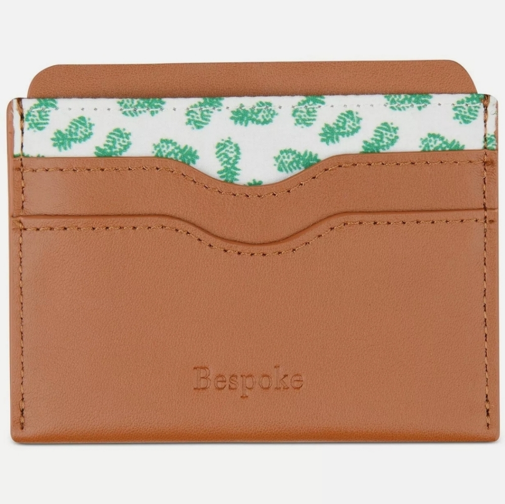 Bespoke Men's Mini Wallet Brown Tan Green Pineappl